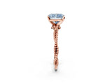 Rose gold Fancy Blue Radiant  Solitaire Twisted Band with Bead Prong Setting_378