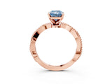 Rose gold Fancy Blue Radiant  Solitaire Twisted Band with Bead Prong Setting_379