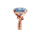 Rose gold Fancy Blue Radiant  Solitaire Twisted Band with Bead Prong Setting_381