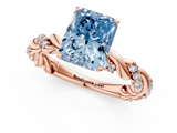 Rose gold Fancy Blue Radiant  Solitaire Twisted Band with Pavé Accents and Four-Prong Setting_4