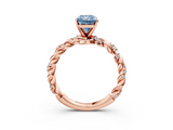 Rose gold Fancy Blue Radiant  Solitaire Twisted Band with Pavé Accents and Four-Prong Setting_6