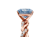 Rose gold Fancy Blue Radiant  Solitaire Twisted Band with Pavé Accents and Four-Prong Setting_8