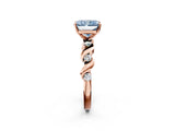 Rose gold Fancy Blue Radiant  Solitaire Twisted Band with Prong Setting 2