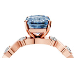 Rose gold Fancy Blue Radiant  Solitaire Twisted Band with Prong Setting 4