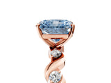 Rose gold Fancy Blue Radiant  Solitaire Twisted Band with Prong Setting 5