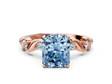 Rose gold Fancy Blue Radiant  Solitaire Twisted Band with Prong Setting