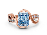 Rose gold Fancy Blue Radiant  Solitaire Twisted Band with Prong Setting_3