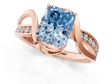 Rose gold Fancy Blue Radiant  Solitaire Twisted Band with Prong Setting_4