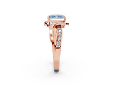 Rose gold Fancy Blue Radiant  Solitaire Twisted Band with Prong Setting_5