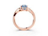 Rose gold Fancy Blue Radiant  Solitaire Twisted Band with Prong Setting_6