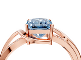 Rose gold Fancy Blue Radiant  Solitaire Twisted Band with Prong Setting_7