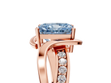 Rose gold Fancy Blue Radiant  Solitaire Twisted Band with Prong Setting_8