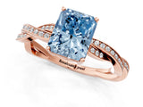 Rose gold Fancy Blue Radiant  Solitaire Twisted Pave Diamond Ring with Four-Prong Setting_100