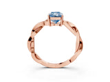 Rose gold Fancy Blue Radiant  Solitaire Twisted Pave Diamond Ring with Four-Prong Setting_102