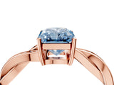 Rose gold Fancy Blue Radiant  Solitaire Twisted Pave Diamond Ring with Four-Prong Setting_103