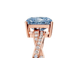 Rose gold Fancy Blue Radiant  Solitaire Twisted Pave Diamond Ring with Four-Prong Setting_104
