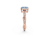 Rose gold Fancy Blue Radiant  Solitaire Twisted Pave Diamond Ring with Four-Prong Setting_14