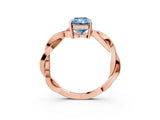Rose gold Fancy Blue Radiant  Solitaire Twisted Pave Diamond Ring with Four-Prong Setting_15