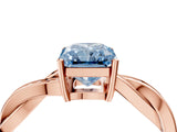 Rose gold Fancy Blue Radiant  Solitaire Twisted Pave Diamond Ring with Four-Prong Setting_16
