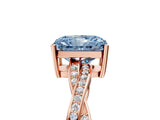 Rose gold Fancy Blue Radiant  Solitaire Twisted Pave Diamond Ring with Four-Prong Setting_17
