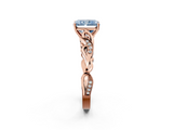 Rose gold Fancy Blue Radiant  Solitaire Vine Band with Milgrain Prong Setting_5