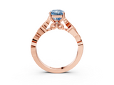 Rose gold Fancy Blue Radiant  Solitaire Vine Band with Milgrain Prong Setting_6