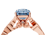 Rose gold Fancy Blue Radiant  Solitaire Vine Band with Milgrain Prong Setting_7