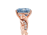 Rose gold Fancy Blue Radiant  Solitaire Vine Band with Milgrain Prong Setting_8