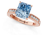 Rose gold Fancy Blue Radiant  Solitaire with Pavé Band and Four-Prong Setting_301