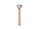 Rose gold Fancy Blue Radiant  Solitaire with Pavé Band and Four-Prong Setting_302