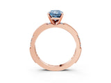 Rose gold Fancy Blue Radiant  Solitaire with Pavé Band and Four-Prong Setting_303