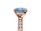 Rose gold Fancy Blue Radiant  Solitaire with Pavé Band and Four-Prong Setting_305