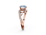 Rose gold Fancy Blue Radiant  Solitaire with Pavé Twist Band and Four-Prong Setting_73