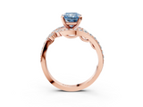 Rose gold Fancy Blue Radiant  Solitaire with Pavé Twist Band and Four-Prong Setting_74