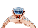 Rose gold Fancy Blue Radiant  Solitaire with Pavé Twist Band and Four-Prong Setting_75