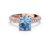 Rose gold Fancy Blue Radiant  Solitaire with Pave Band and Four-Prong Setting_3