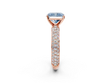 Rose gold Fancy Blue Radiant  Solitaire with Pave Band and Four-Prong Setting_5
