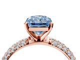 Rose gold Fancy Blue Radiant  Solitaire with Pave Band and Four-Prong Setting_7