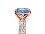 Rose gold Fancy Blue Radiant  Solitaire with Pave Band and Four-Prong Setting_8