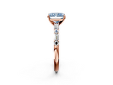 Rose gold Fancy Blue Radiant  Solitaire with Side Baguettes and Channel Set Band_65