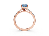 Rose gold Fancy Blue Radiant  Solitaire with Side Baguettes and Channel Set Band_66