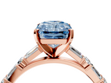 Rose gold Fancy Blue Radiant  Solitaire with Side Baguettes and Channel Set Band_67