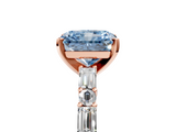 Rose gold Fancy Blue Radiant  Solitaire with Side Baguettes and Channel Set Band_68