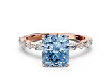 Rose gold Fancy Blue Radiant  Solitaire with Side Stones on a Pavé Band and Four-Prong Setting_23