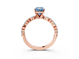 Rose gold Fancy Blue Radiant  Solitaire with Side Stones on a Pavé Band and Four-Prong Setting_26