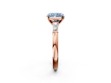 Rose gold Fancy Blue Radiant  Solitaire with Tapered Baguette Side Stones on a Classic Band with Four-Prong Setting_89