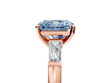 Rose gold Fancy Blue Radiant  Solitaire with Tapered Baguette Side Stones on a Classic Band with Four-Prong Setting_92