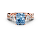 Rose gold Fancy Blue Radiant  Three-Stone Diamond Ring with Pavé Split Shank and Four-Prong Setting_45