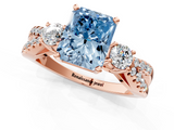 Rose gold Fancy Blue Radiant  Three-Stone Diamond Ring with Pavé Split Shank and Four-Prong Setting_46