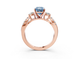 Rose gold Fancy Blue Radiant  Three-Stone Diamond Ring with Pavé Split Shank and Four-Prong Setting_48